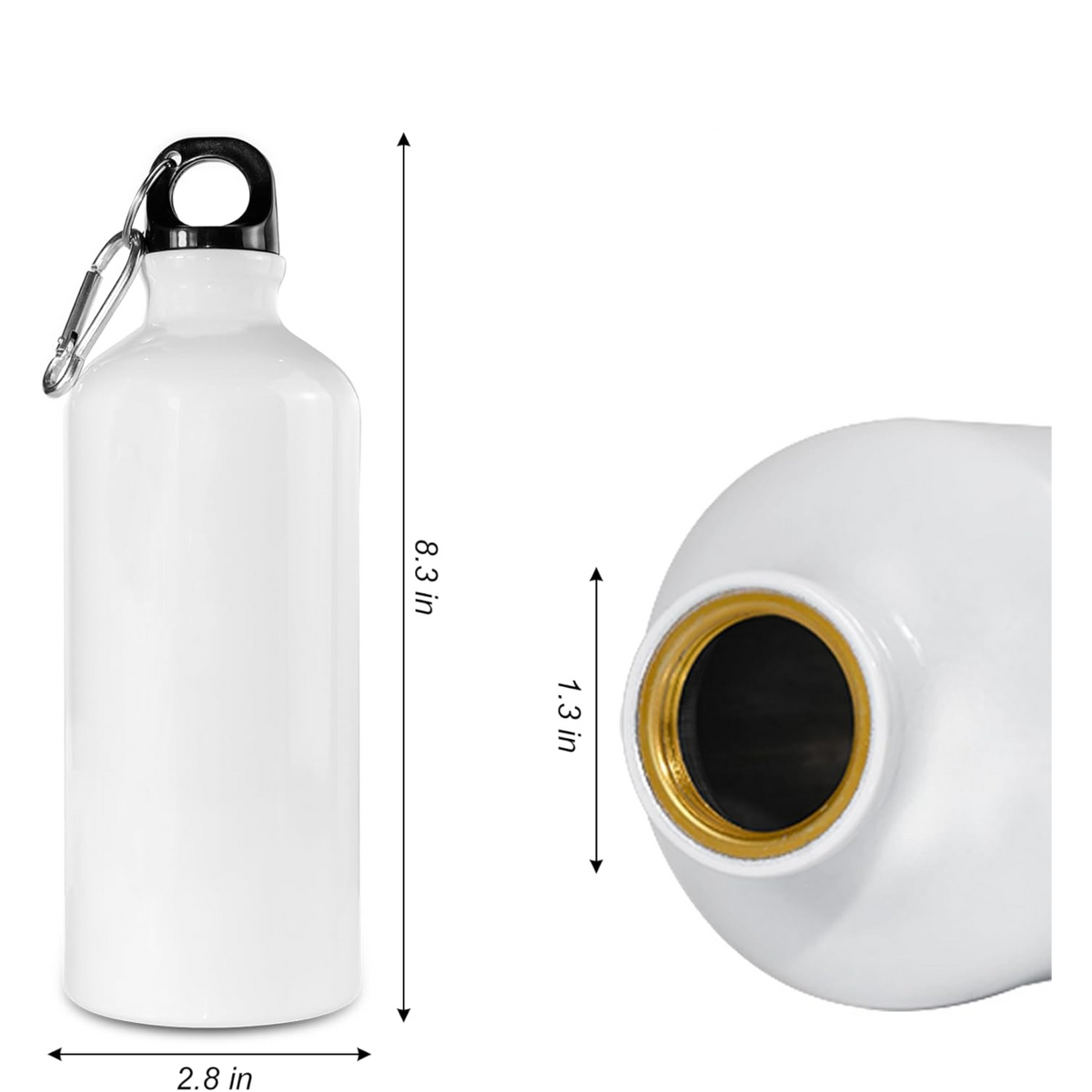 Aluminium Screw top Water Bottle-White